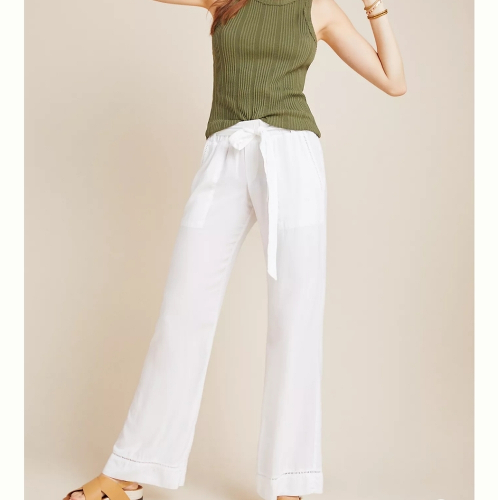 White Wide Leg Summer Pant by Anthropologie